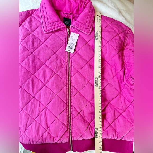 NWT Wild Fable Pink Bomber Size Large Quilted Full Zip - Picture 11 of 14